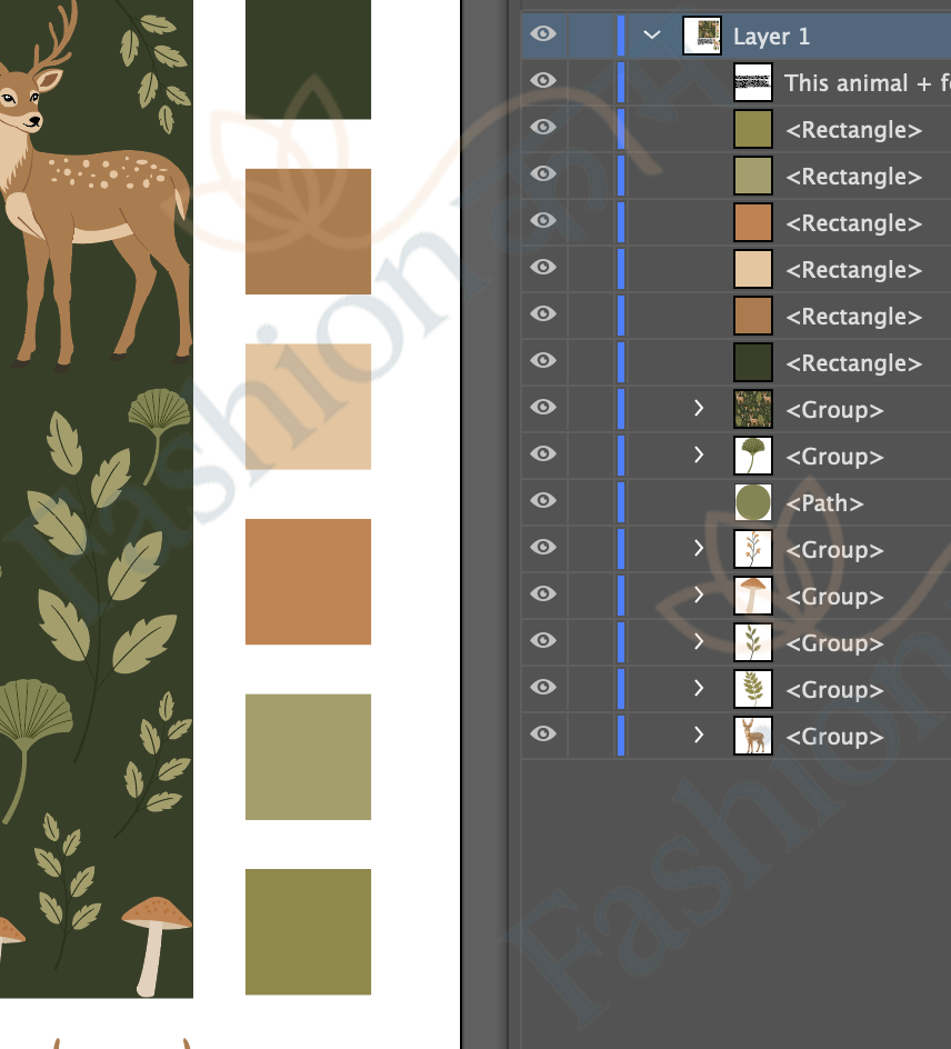 Verdant Stag (Print design Editable Illustrator file)