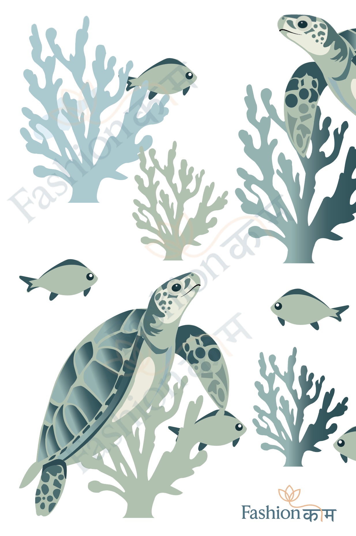 Azure Reef (Print design Editable Illustrator file)