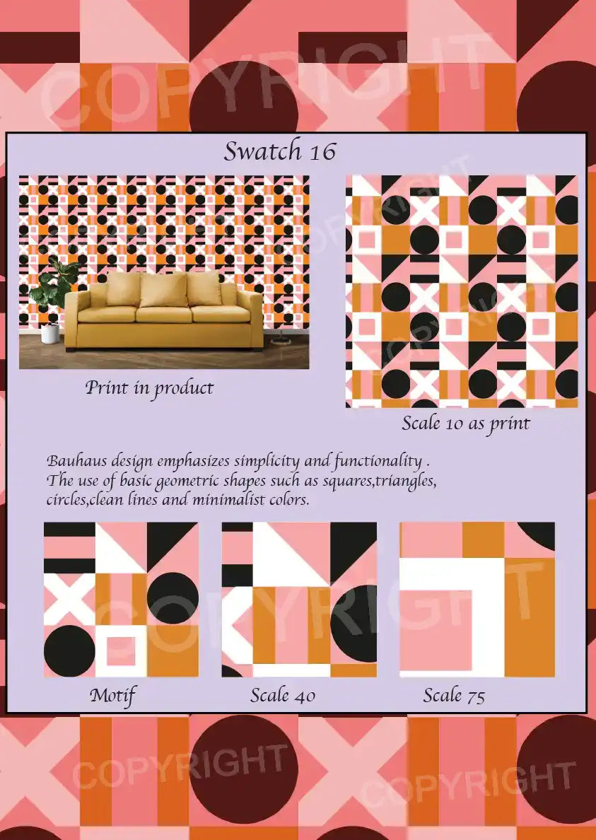 Bauhaus Design Digital Swatch Pack 3 – 6 Vector Print Designs