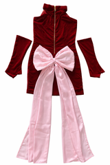 Maroon Red Velvet Party Dress