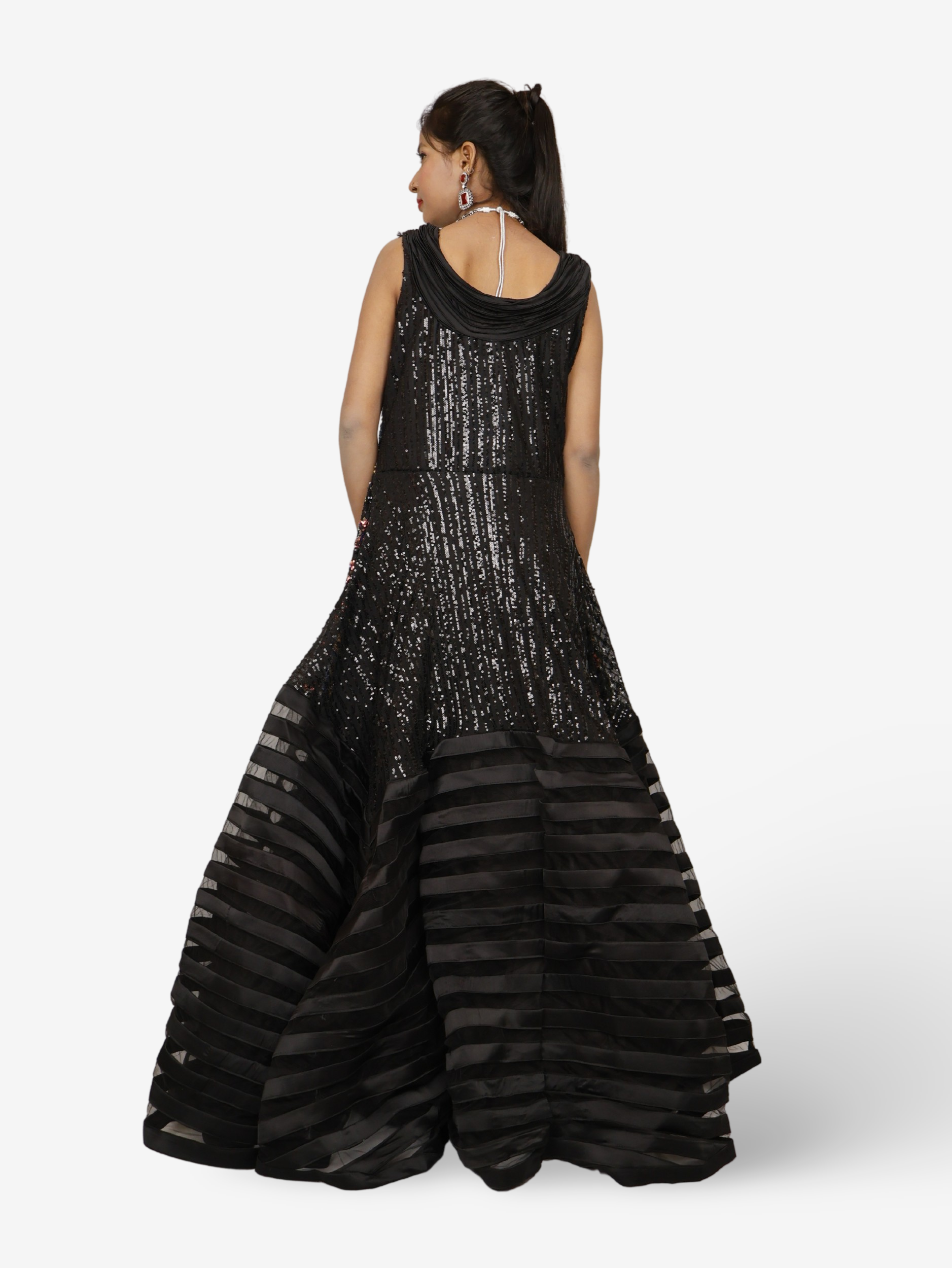 Gown with heavy Rose Gold & Gold Sequin Work