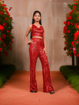 Sequins Spaghetti Neck Co-Ord Set by Shreekama