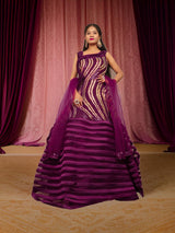 Gown with heavy Rose Gold & Gold Sequin Work