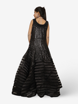 Gown with heavy Rose Gold & Gold Sequin Work